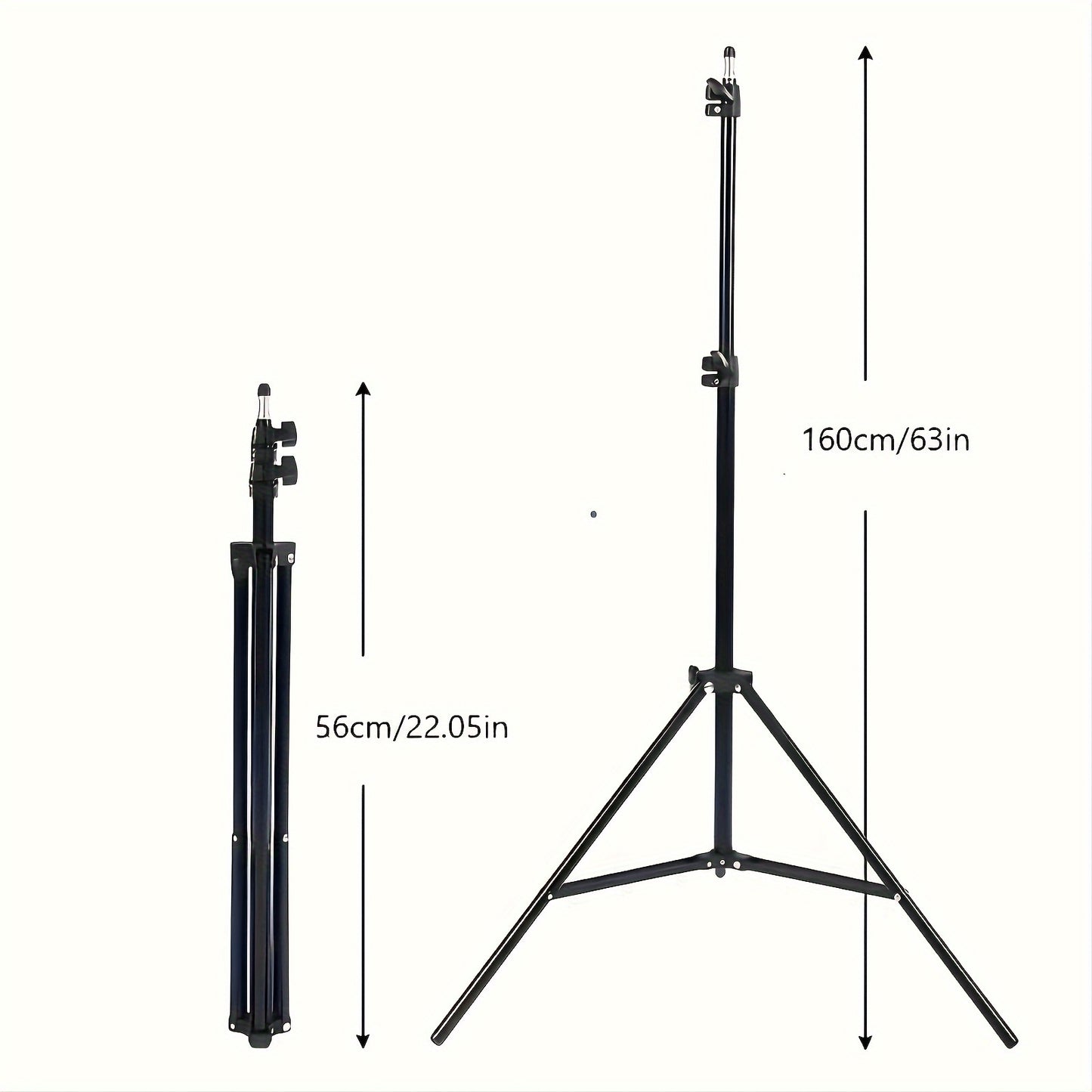 63-inch adjustable tripod stand with multi-functional brackets and black iron mobile phone holder. Sturdy floor design for photography, video calls, and live streaming. Perfect for