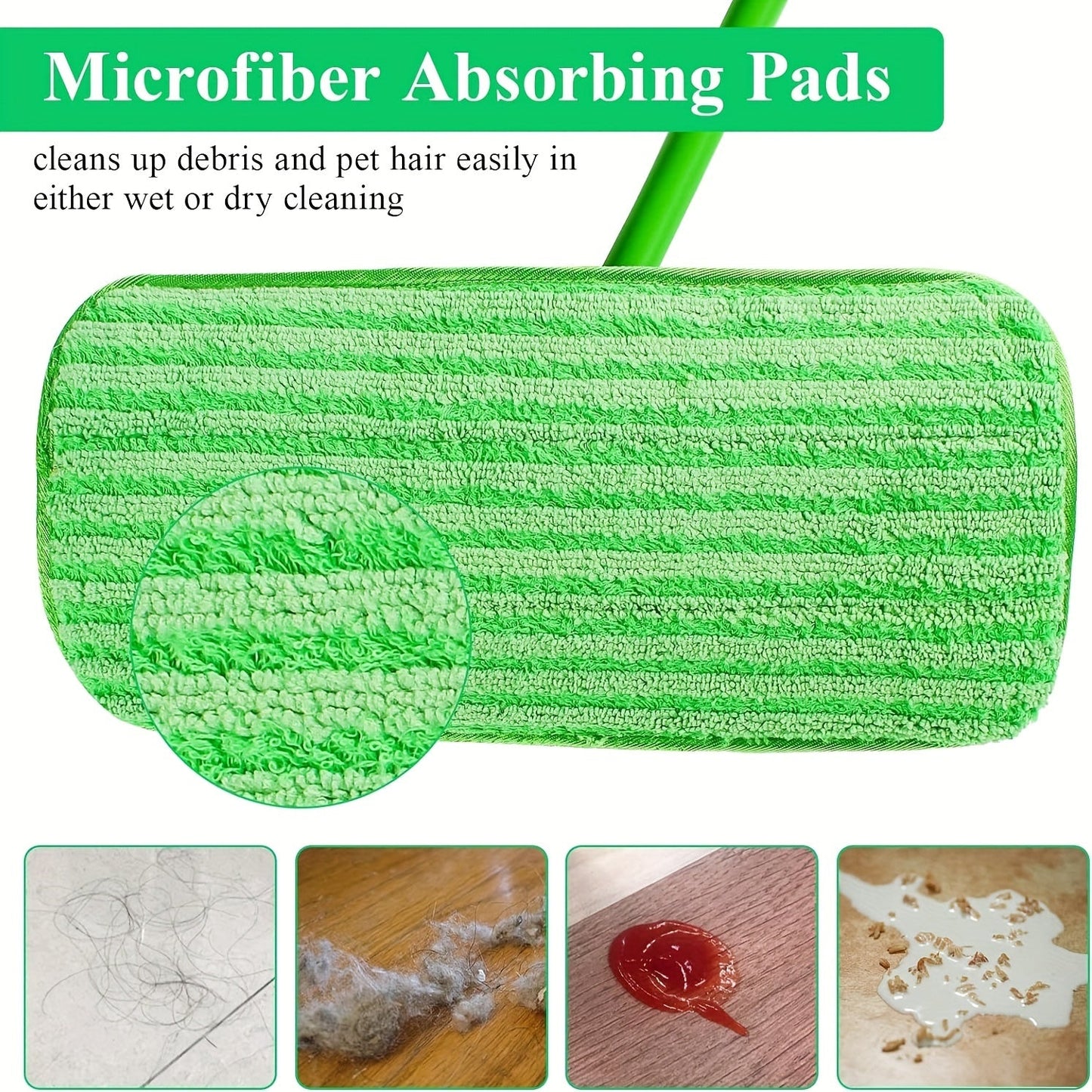 Set of 6 Reusable Microfiber Mop Pads - Easily Washable, Fits Sweeper - Ideal for Wet or Dry Cleaning, Sizes 25.4-30.48 cm