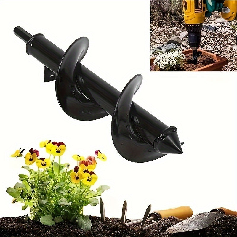 Metal garden spiral drill bit for planting - hex shaft, no electricity needed, solid steel auger for bulb and bedding plantings