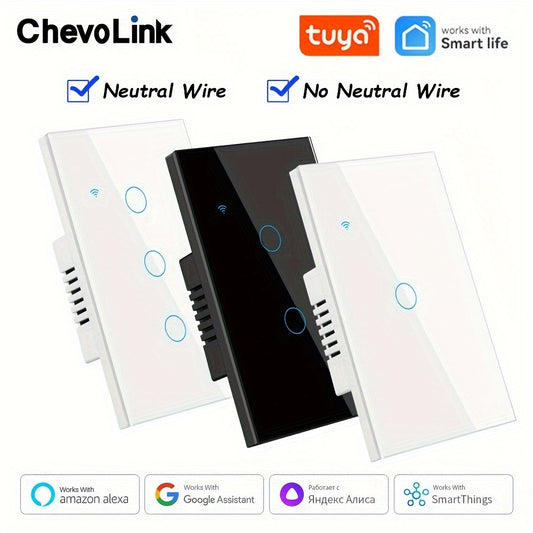 Chevolink Tuya Aqlli O'chirgichlar WiFi Tezlik Boshqaruvi, Alexa va Google Home bilan Ovozni Integratsiya Qilish, Ilova Bilan Boshqariladigan Yoritish, Neytral Sim Kerak Emas, AQSh Standart Simlar uchun Yong'inga Qarshi.