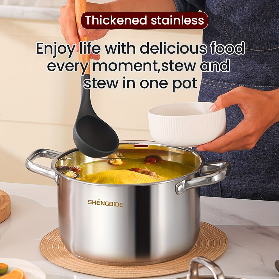 Get cooking with the 12-piece Stainless Steel Cookware Set! This set includes 4 pots, 1 frying pan, 1 saucepan, and 6 lids. With universal compatibility and even heat distribution, this set is perfect for a variety of uses. The large capacity makes it