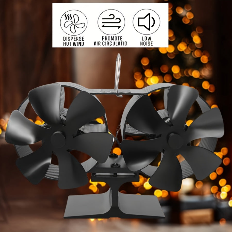 Gorgeous 12-Blade Aluminum Stove Fan, Quiet Self-Powered Motor, Improves Airflow - Perfect for Wood, Gas, Pellet & Log Burning Stoves, No Power Source Required, Sleek Polished Design