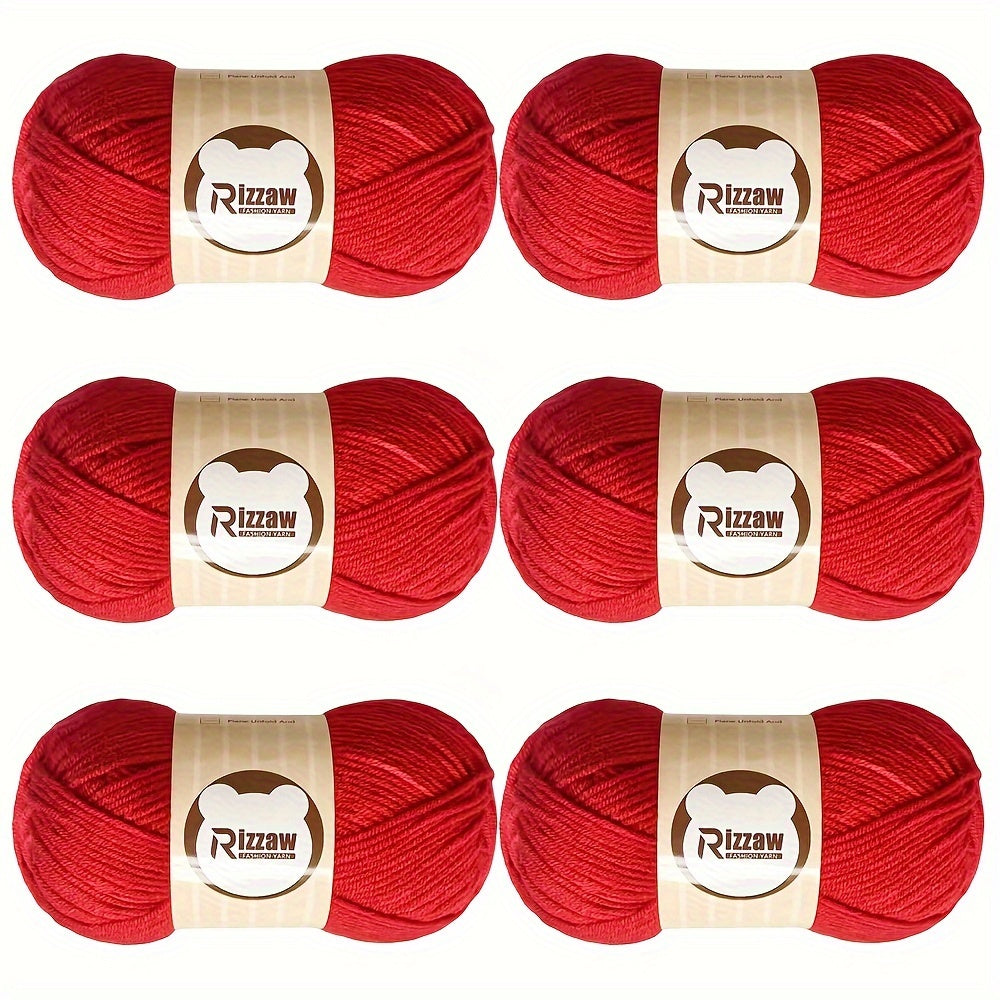 6 pieces of 50g soft yarn for beginners, suitable for crocheting clothes, blankets, DIY knitting, and handbags.