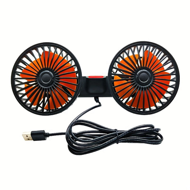 Introducing the Car Fan with a Powerful Rear Seat Back USB Interface Double-Head Electric Fan. Enjoy a strong wind with this small and portable fan that does not take up space in the car. Perfect for your beach vacation, picnic, summer travel, and back