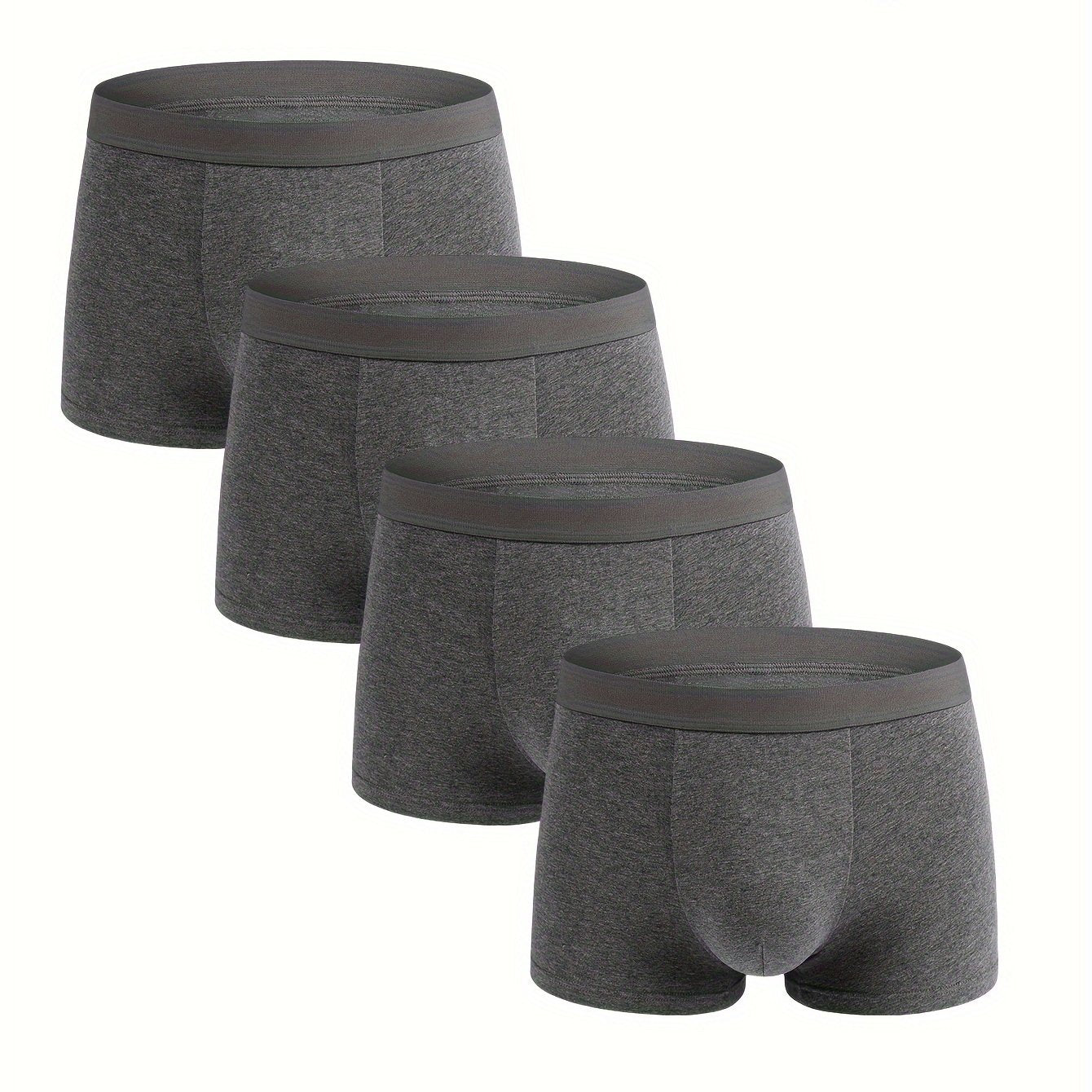 Men's 4-pack solid color cotton underwear, comfortable and breathable with flat leg design.