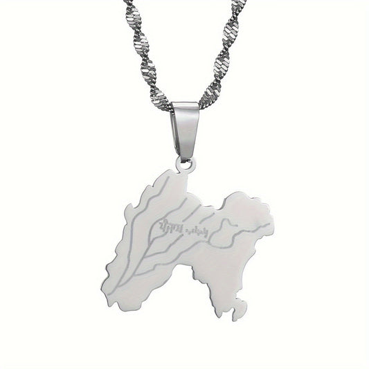 Elegant Stainless Steel Punjab State Pendant Necklace - Versatile and Stylish, Ideal for Both Casual Wear and Special Occasions