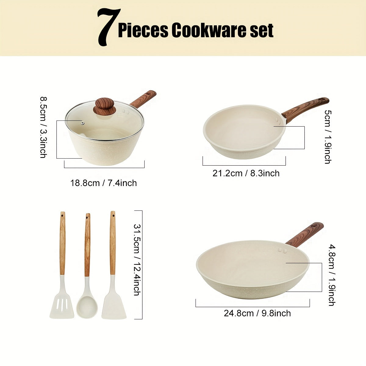 The Halloween-themed White 7 Piece Cookware Set includes high-quality non-stick frying pan perfect for frying, stir-frying, and boiling. Suitable for multiple cooking methods, the set is easy to clean and ensures food heats evenly.