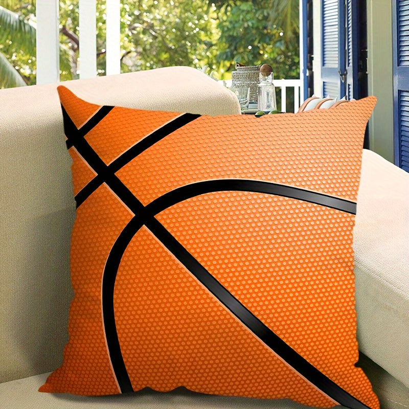 Pillowcase Only - Basketball-themed Design Throw Pillow Cover made from Polyester, Ideal for Sofa and Bed Decor, Perfect for Sports Theme Home Decor, Suitable for ages 14 and up