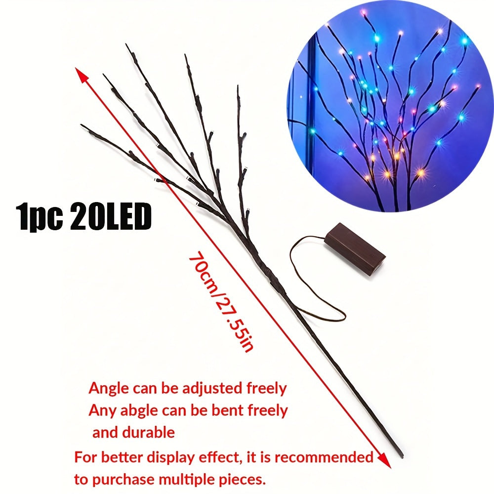 1 piece of Art Deco style 20 LED tree branch lights with geometric pattern. Freestanding tabletop decorative string lights for living room. Switch control, battery powered. Flower theme night light for bedroom, perfect for birthdays, Easter, or gifts.