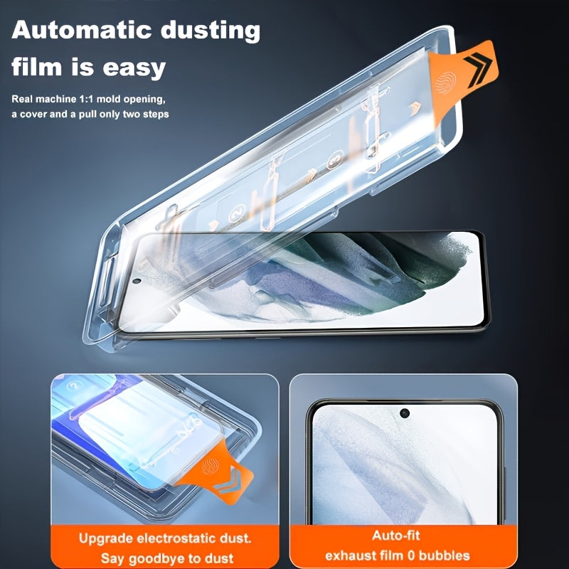 2pcs 4K Ultra HD Tempered Glass Screen Protector for Samsung Galaxy models, Glossy Finish, 9H Hardness, Scratch-Resistant, Anti-Fingerprint, with Dust-Proof Application Kit