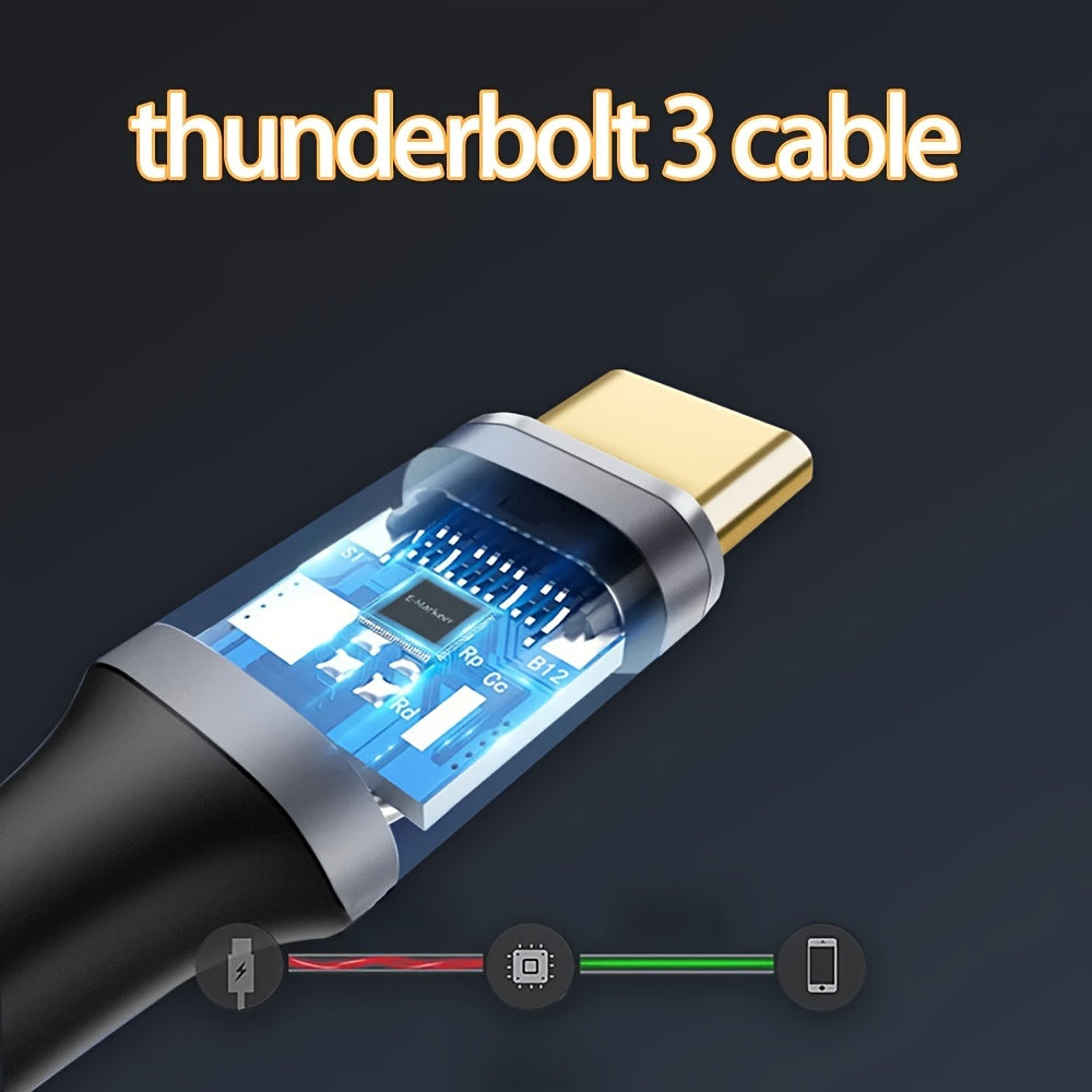 8K 60Hz USB-C video cable with 100W power delivery, suitable for laptops.