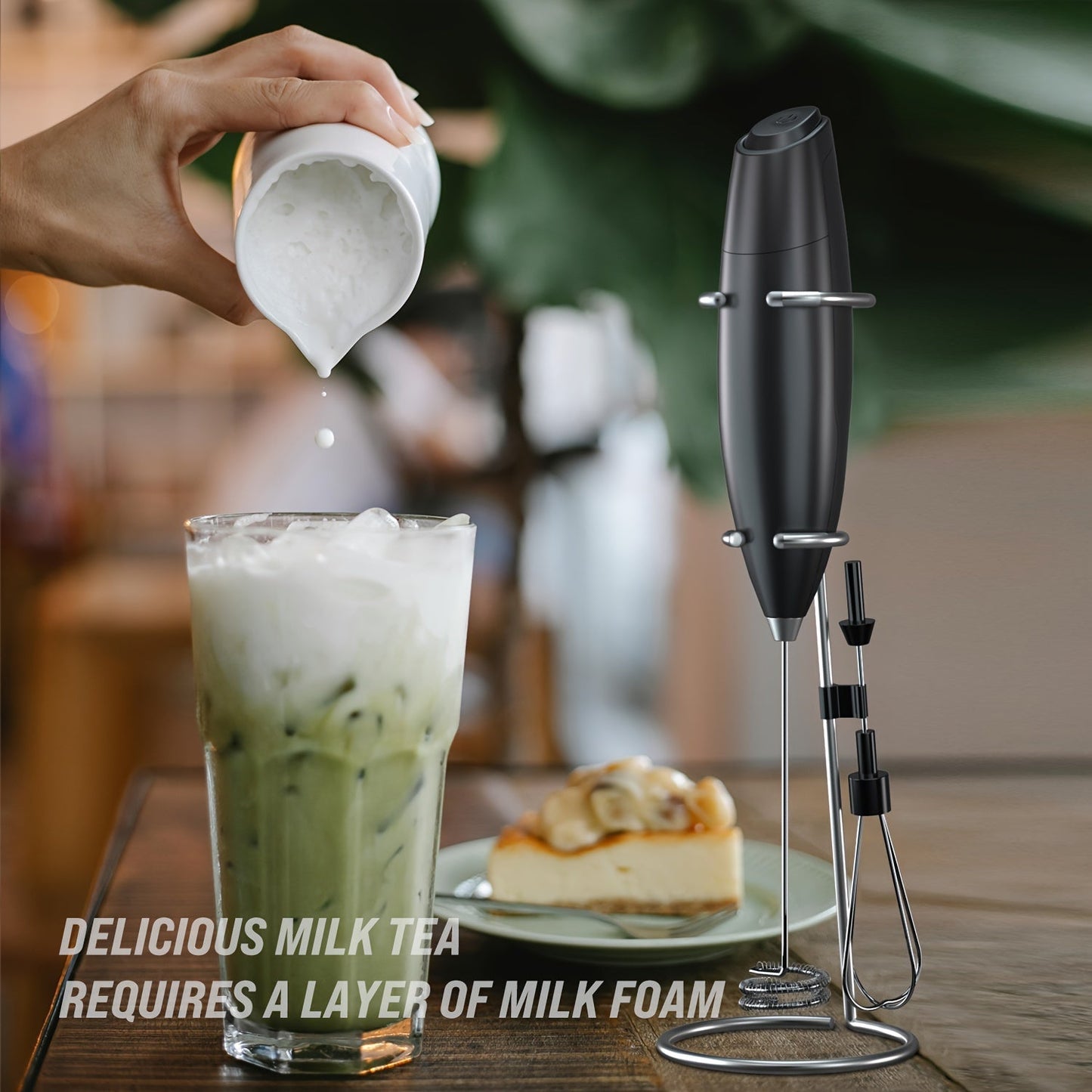 Handheld Wireless Electric Whisk perfect for Mixing Milk, Coffee, Desserts, and Cakes - Made with Metal and Plastic, Single Speed Operation, Battery Powered (AA batteries not included), Ideal for Making Foam and Mixing Ingredients in the Kitchen.