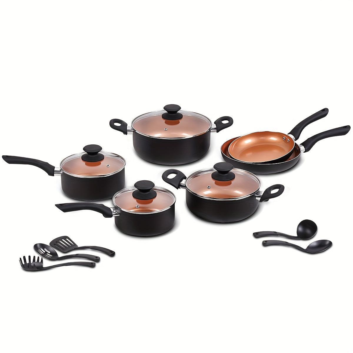 Cook in style with this 15-piece aluminum ceramic nonstick cookware set. It includes frying pans, a soup pot, and a milk pot, all with lids. This set is perfect for gifts, family gatherings, and for the elders in your life.