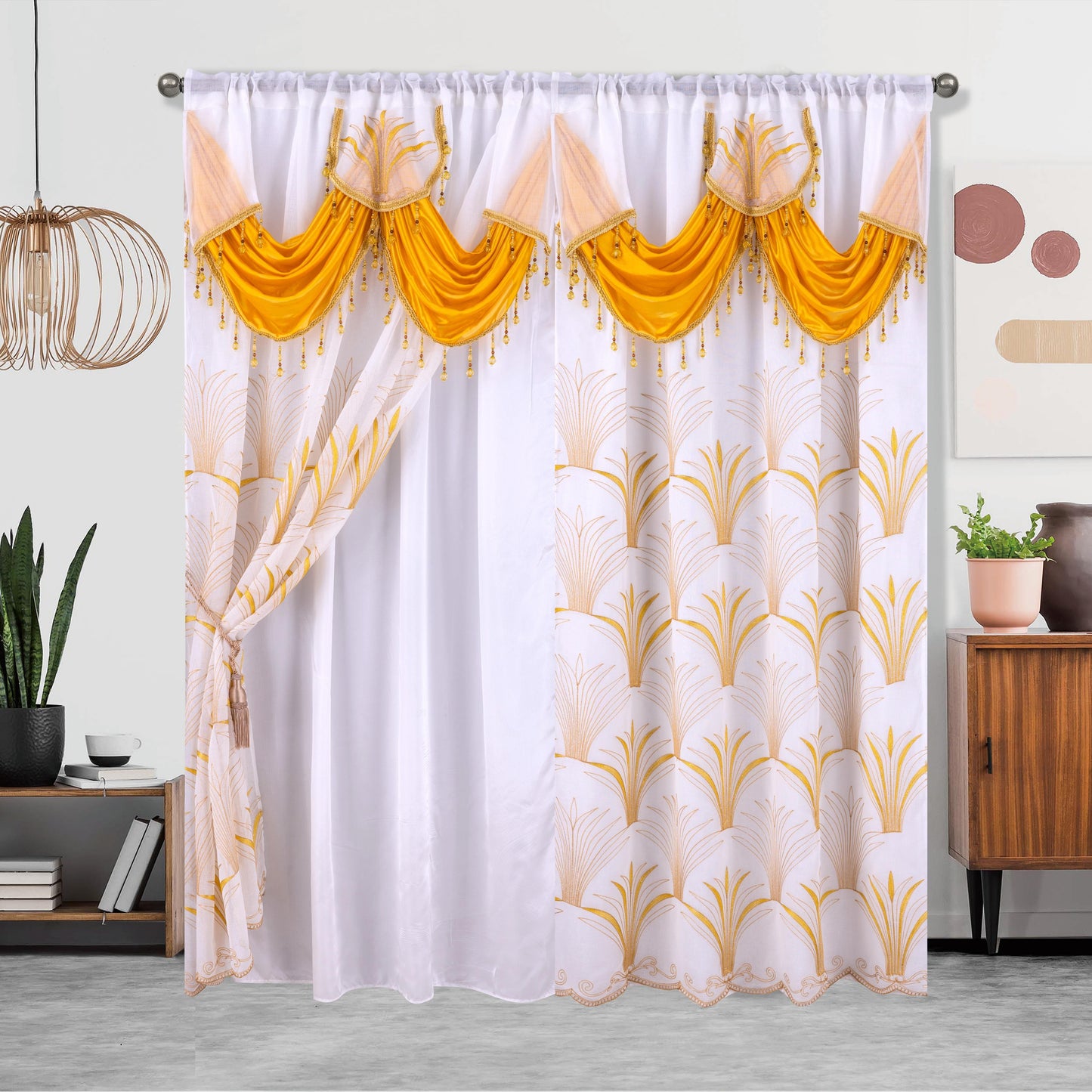 One piece of embroidered double-layer curtain, perfect for enhancing home décor, suitable for living room or bedroom, measuring 132.08 x 213.36 cm.