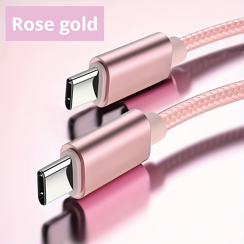 60W USB C to USB C Charging Cable for iPhone 15, Samsung, Xiaomi, Fast Charger, Male to Male Connector, Data Transmission, Nylon, Matte Finish, Round Shape, YHYXUIL Brand