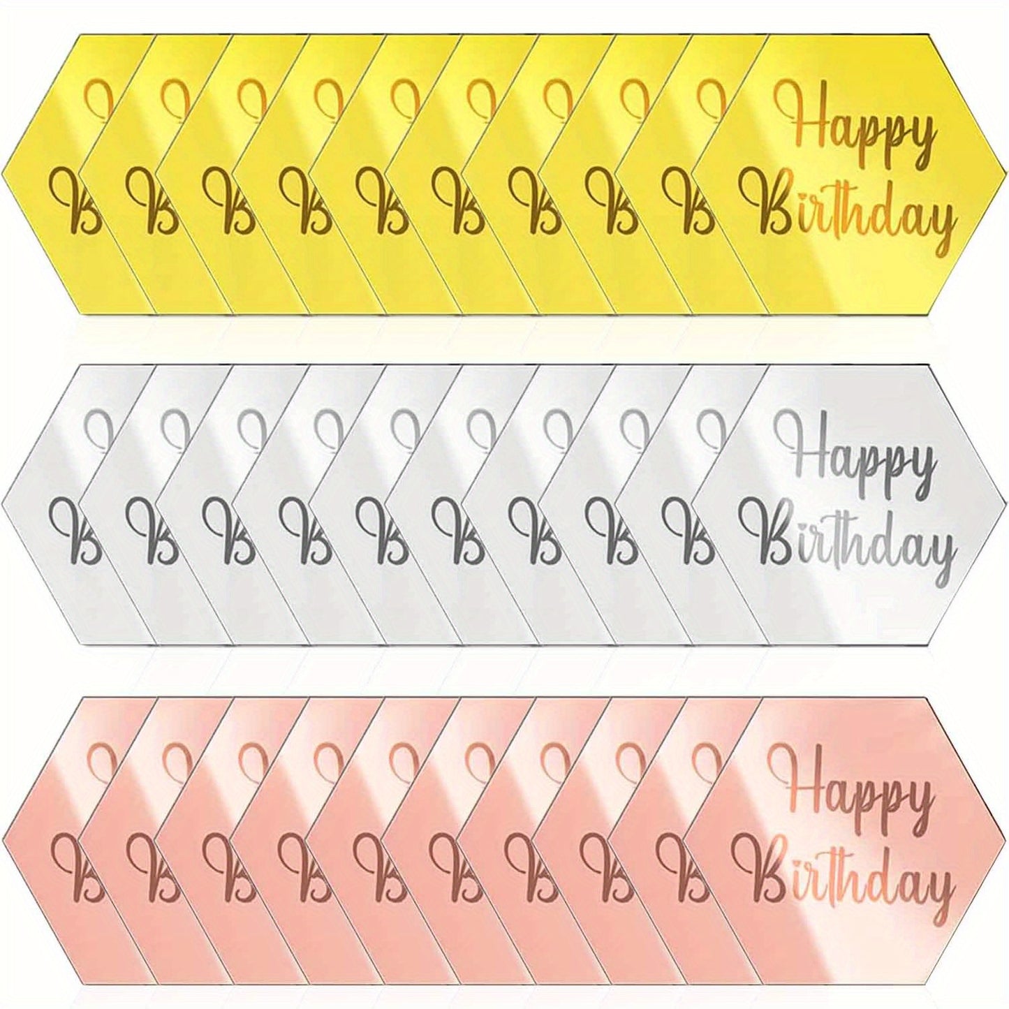 30 Happy Birthday Cake Topper made of mirror acrylic for DIY cupcake decoration and baking decor. Ideal for birthday parties and dessert table.