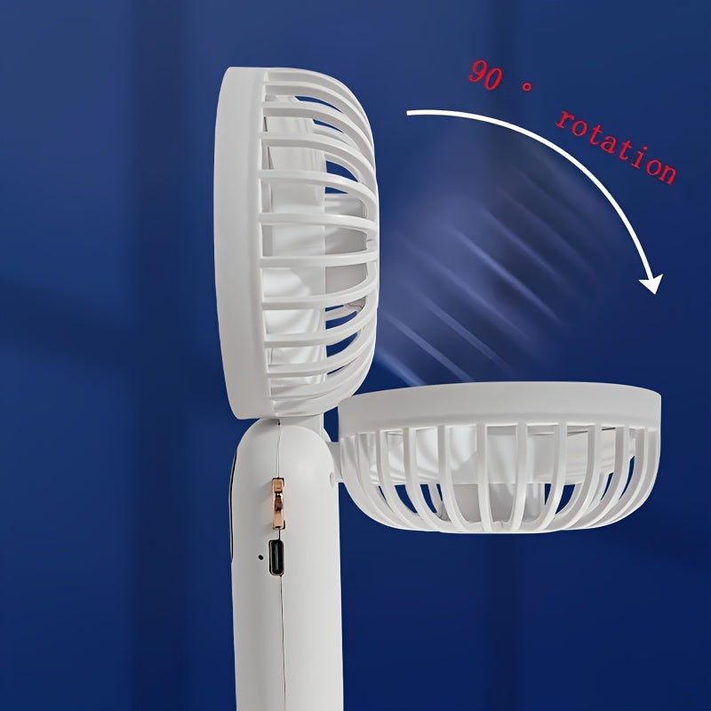 Compact Mini Fan with Digital Display, USB Charging, 5 Speed Settings, Portable and Foldable - Ideal for Travel, Commuting, Makeup, and Office.