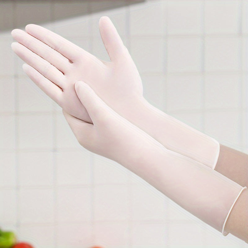 Get a bundle of 50 waterproof nitrile gloves, perfect for kitchens, cleaning, car maintenance, tattoos, and hair dyeing. These gloves are latex and powder-free, making them durable and safe for all your needs.