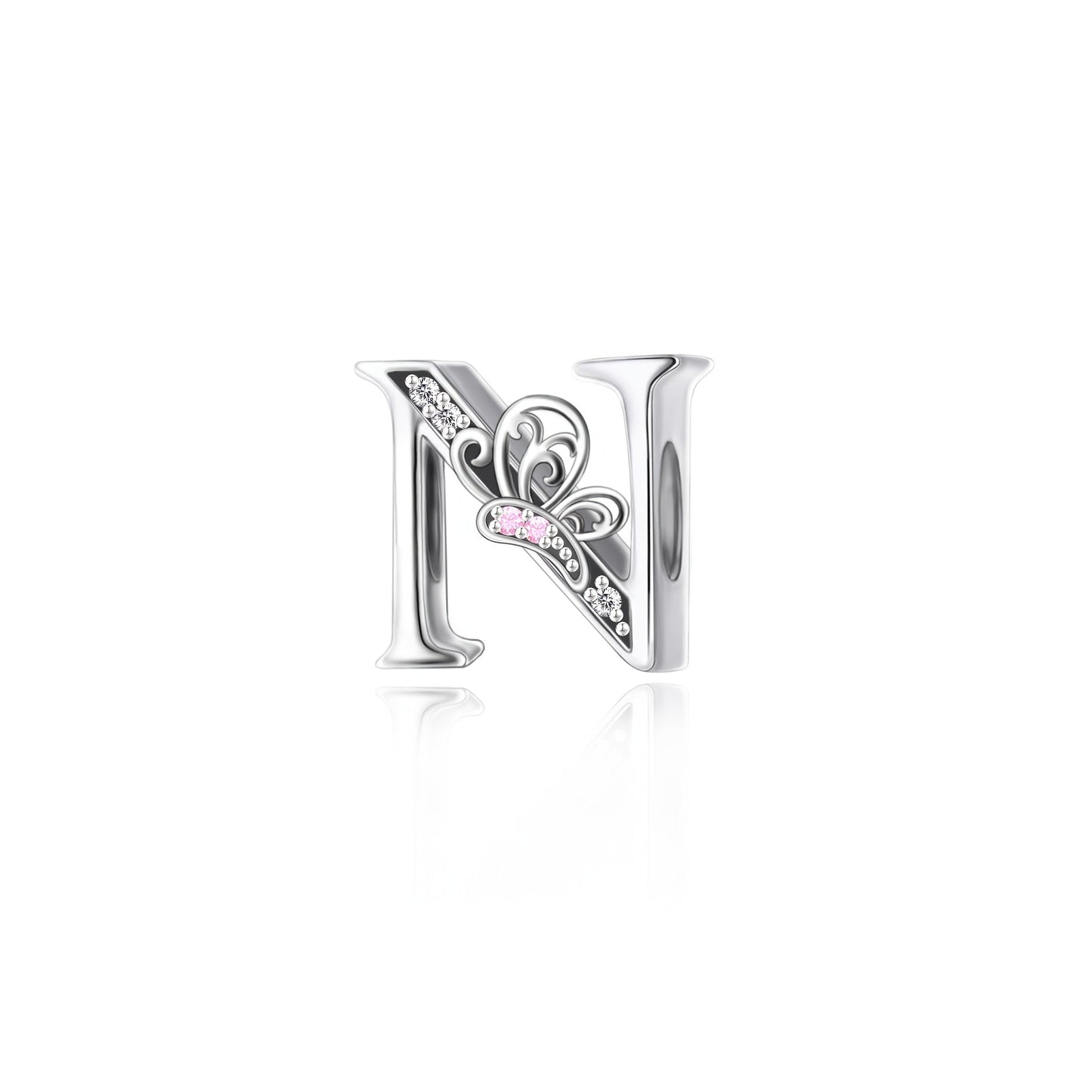 Exquisite 925 Sterling Silver Alphabet and Butterfly Charm Beads with Cubic Zirconia Accents - Great for Crafting Bracelets and Jewelry, Stunning Christmas Present