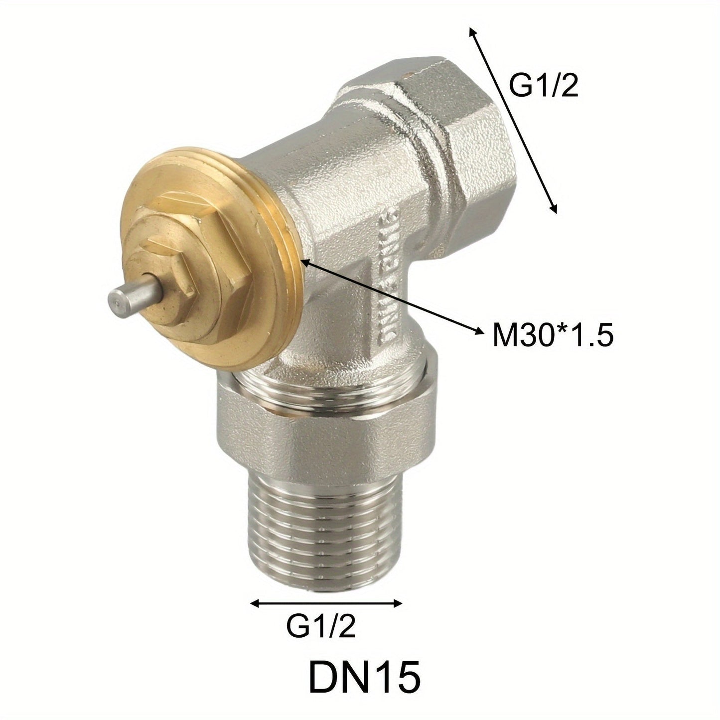 DN15/DN20 o'lchamidagi termostatik boshsiz brass burchakni tartibga soluvchi klapan.