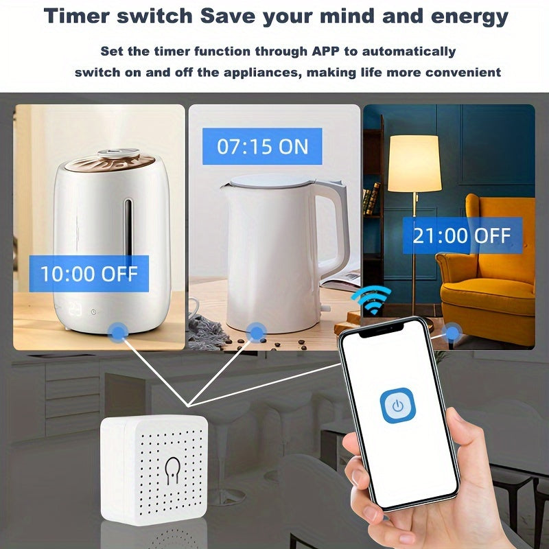 Compact 16A Wifi Smart Switch works with Alexa and Google Home for remote control, voice control, DIY mode, delay function, LAN control without hub, 2-way circuit breaker, and Ewelink home