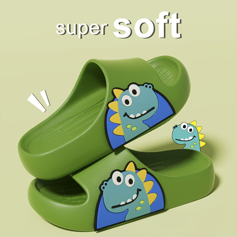 Children's cartoon dinosaur slides, summer EVA sandals for boys under 14, non-slip beach slippers.