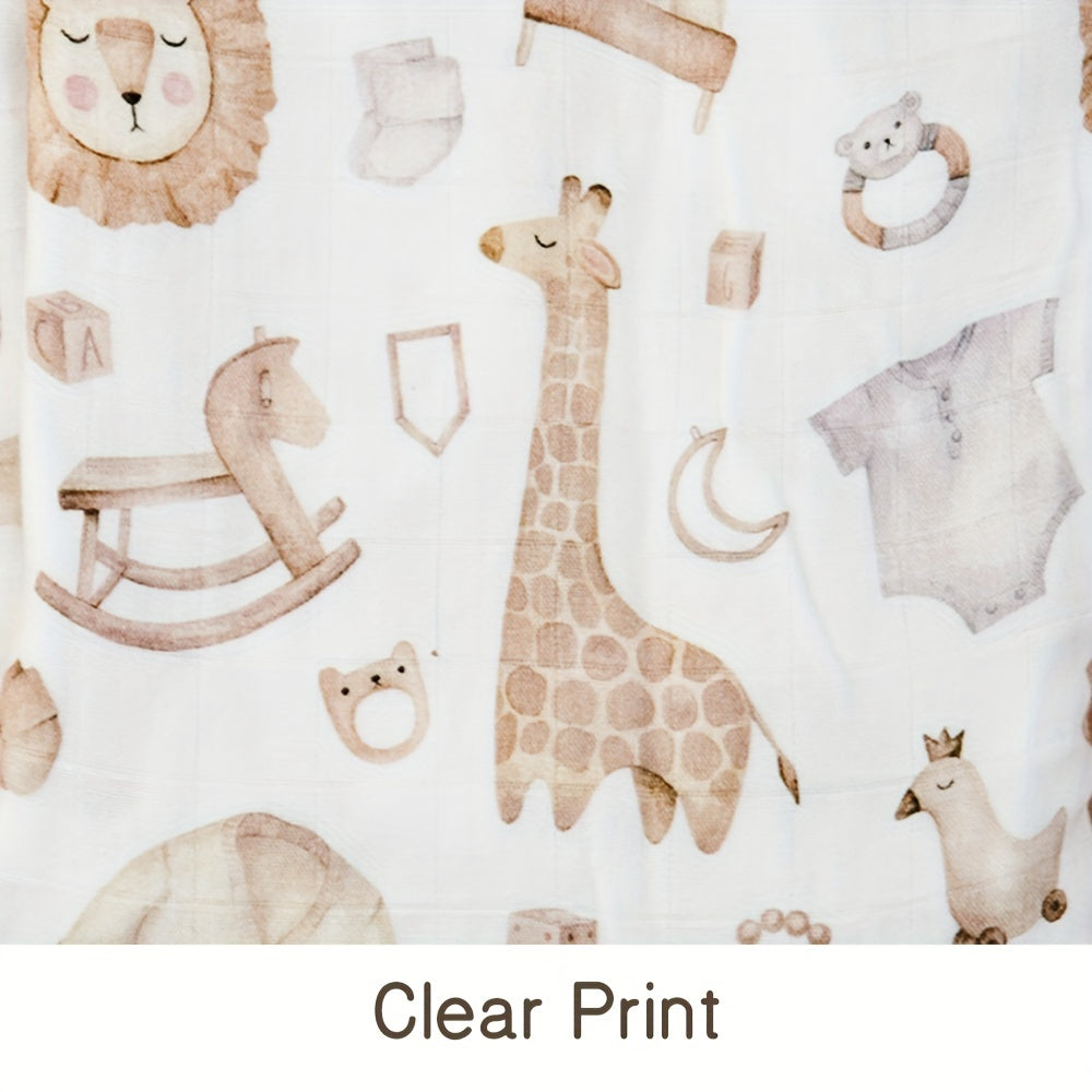 The Elinfant Baby Muslin Throw Blanket in Bamboo Cotton Gauze, featuring a Digital Print, doubles as a Wrap Towel and Bath Towel. Perfect for Halloween and Christmas Gift-Giving.