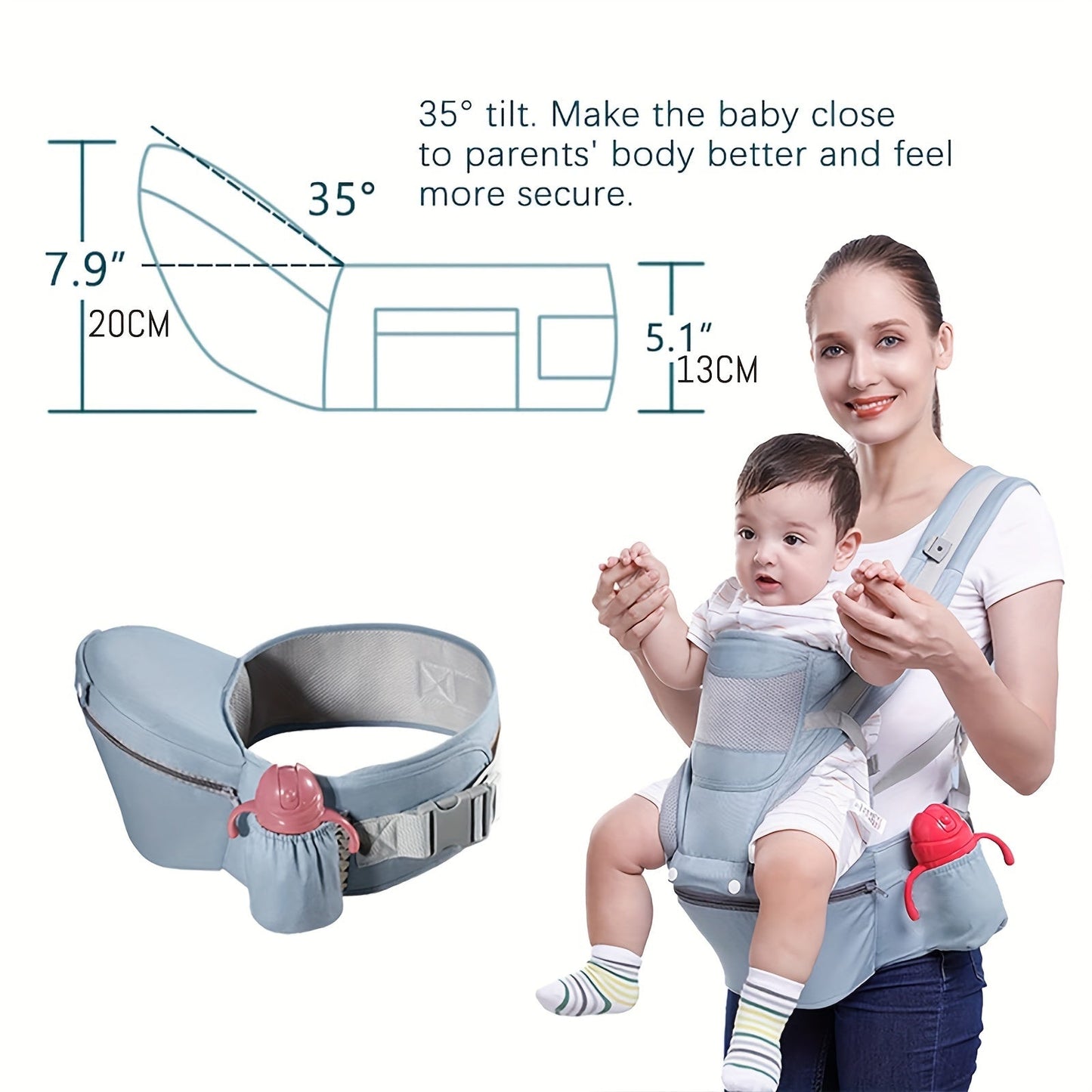 Breathable Baby Carrier with 6-in-1 Multifunctionality - Ergonomic Design with Hip Seat for Babies