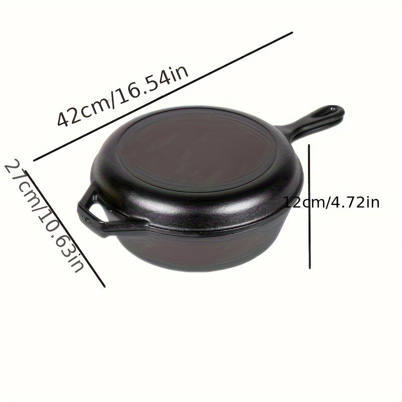 Pre-Seasoned Dual-Sided Non-Stick Cast Iron Skillet Set with Induction Stove Compatibility - Versatile 2-in-1 Cookware Combo for Durable Kitchen Pots and Pans