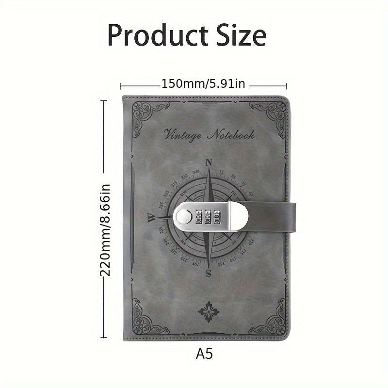 A5 200-page retro password book with lock diary binder.