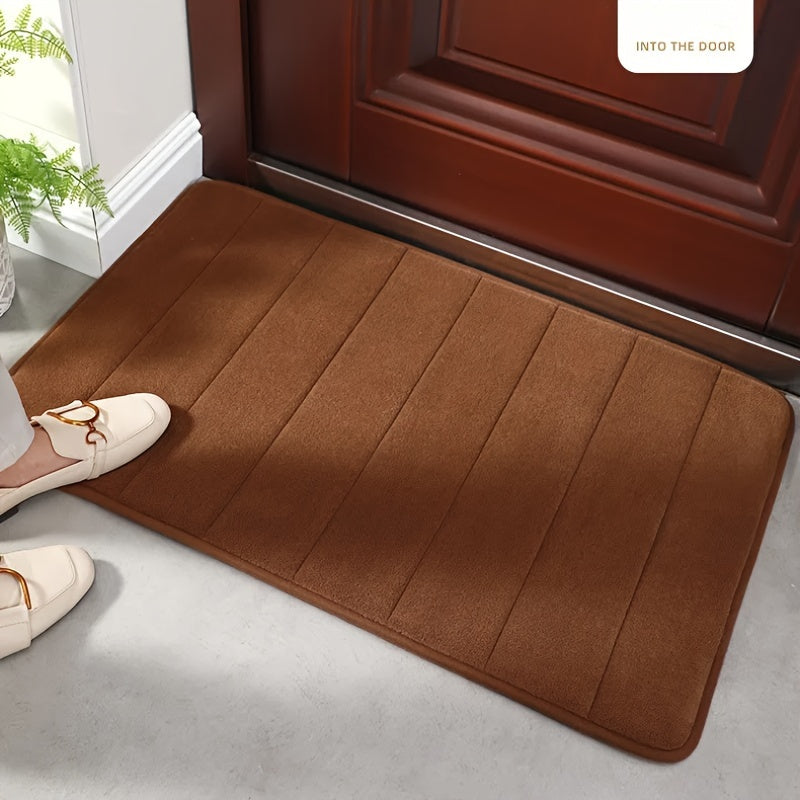 Soft Flannel Striped Entry Door Mat - Non-Slip, Absorbent, Easy to Clean - Ideal for Living Room, Bathroom, Kitchen - Comes in 3 Color Options