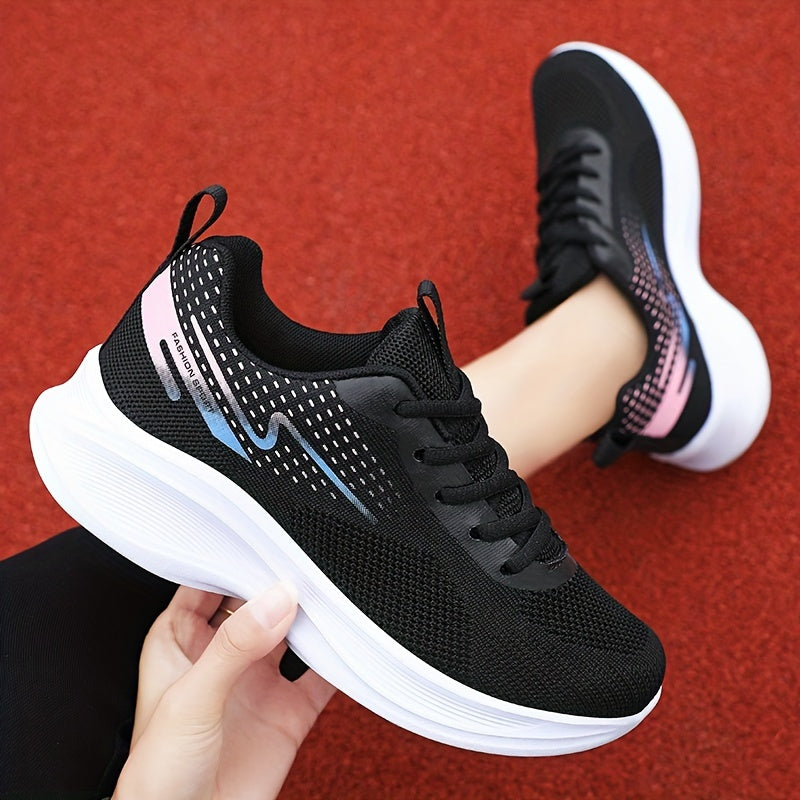 Mesh sneakers for women with breathable design, lightweight, comfortable lace-up, and anti-slip rubber sole, suitable for all seasons.