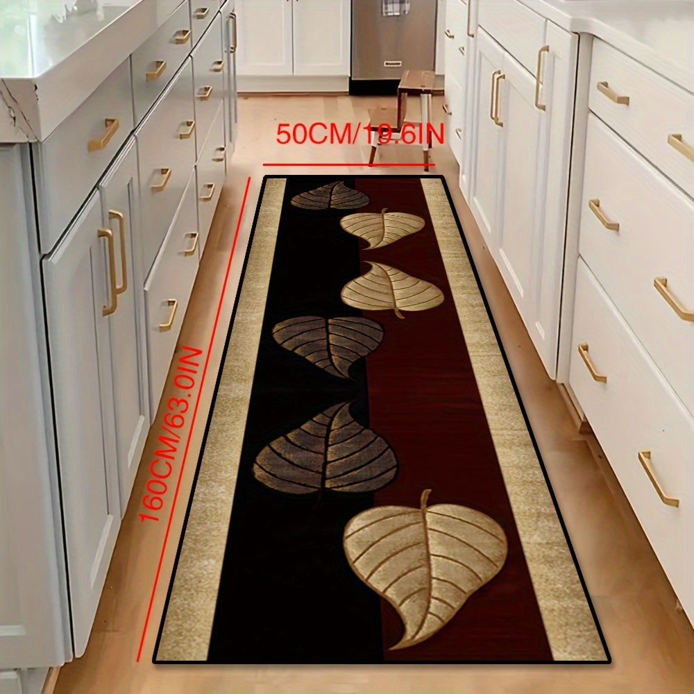 Introducing our Crystal Velvet Leaf Pattern Long Runner Rug, a stylish and practical addition to your hallway, office, or home decor. This stain-resistant, non-slip, and washable carpet is perfect for high-traffic areas. Machine-made from polyester with