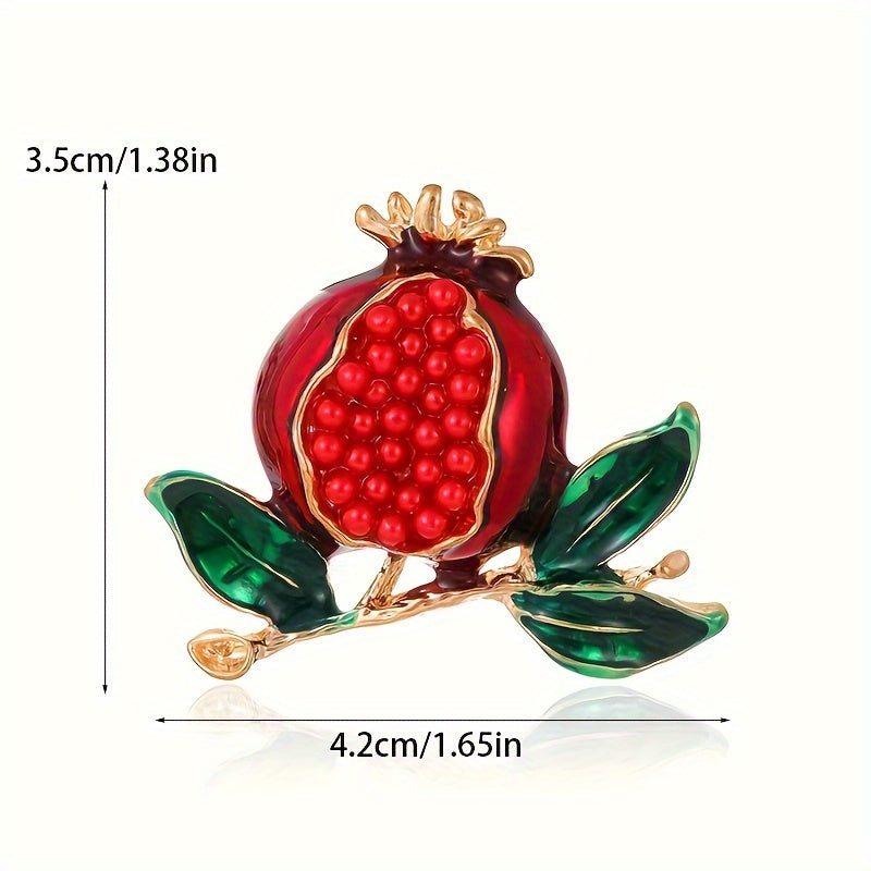 Stylish pomegranate brooch adorned with shimmering rhinestones, featuring a fruity emblem from the fruit series, a perfect accessory for any outfit.