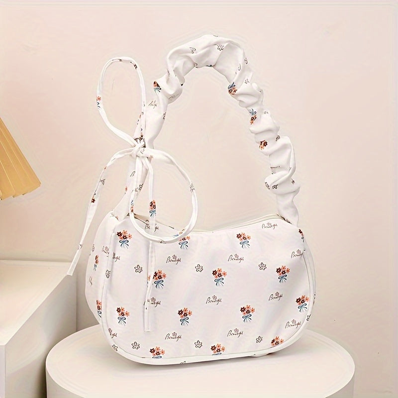 Stylish white and pink floral crossbody bag for women, suitable for daily use, travel, or as a gift.