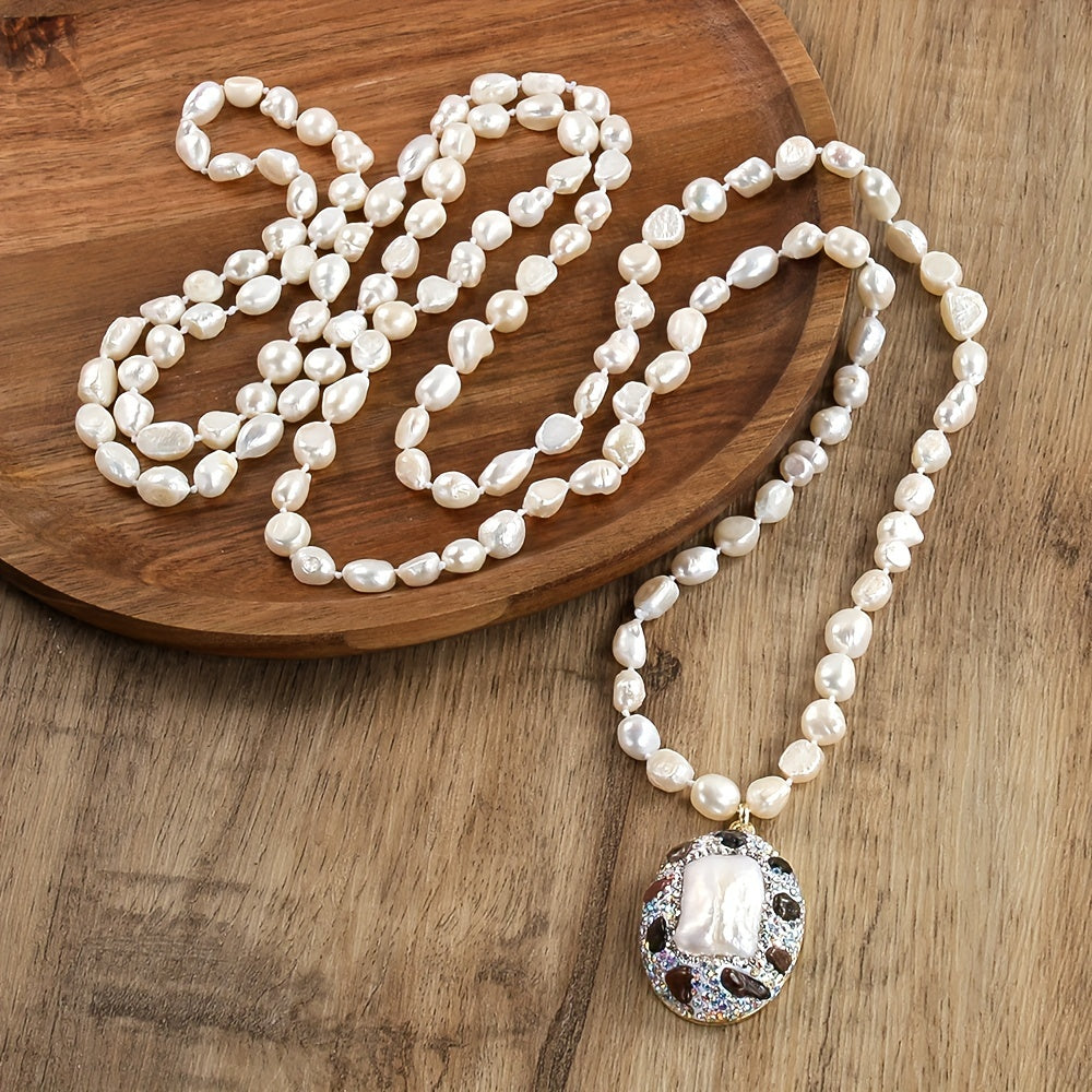 Embrace a Bohemian Vacation Vibe with our 150CM Natural Baroque Biwa Pearl Pendant Necklace featuring Freshwater Pearls. Perfect for August Birthdays, this piece is free of plating and perfect for daily wear or music festivals. It's the ideal accessory