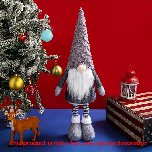 1pc Christmas decorations: Faceless elderly man telescopic plush doll for Christmas parties.