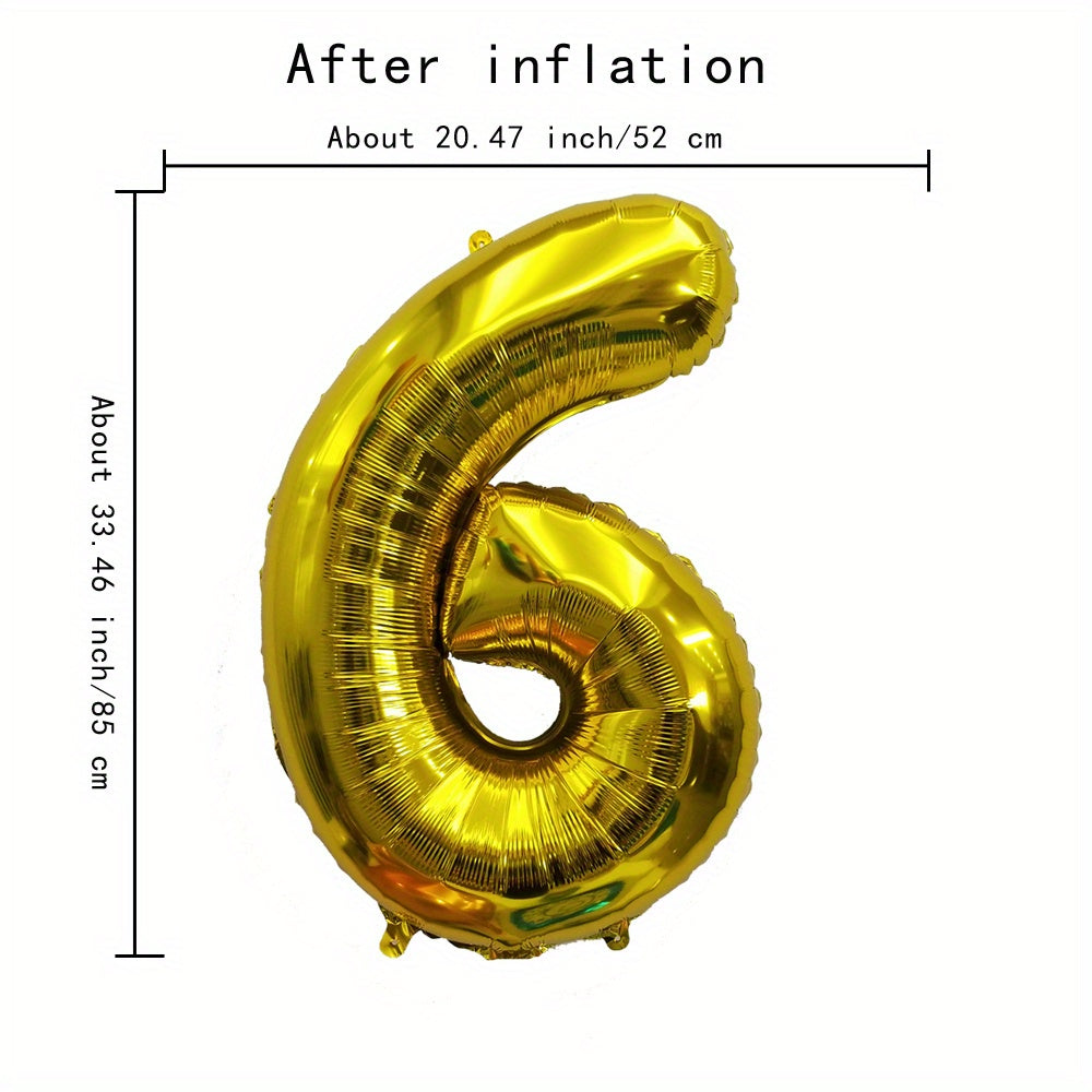 Large Golden Digital Aluminum Film Balloon (101.6cm) for Birthday, Anniversary, or New Year's Eve Parties. Self-sealing and perfect for decoration.