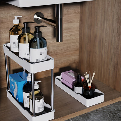 Rolling storage cart with 3/4 layers, ideal for small spaces like bathroom, kitchen, laundry room.