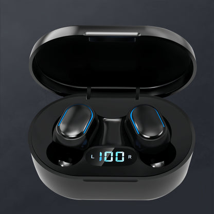 New E7S TWS wireless headphones with 5.3 Chip, stereo sound, long battery life, LED power display, silicone ear caps, universal for mobile phones.