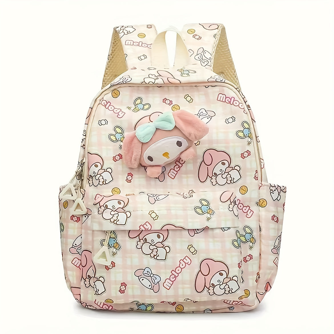 Charmer backpack featuring Sanrio's hello kitty, Kuromi & Mymelody - Cute anime daypack for women, perfect for school and travel.