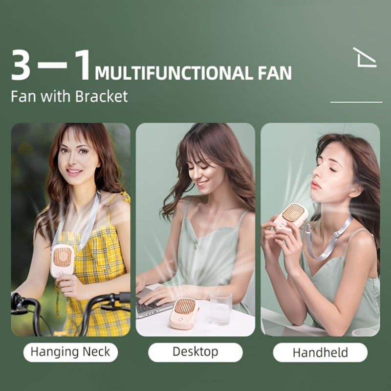 Stay cool on the go with our Bladeless Neck Fan! Rechargeable via USB, it features a long-lasting 2000mAh Lithium Battery. This wearable fan is perfect for indoor and outdoor use, with easy button control. Made of durable plastic, it even comes with a