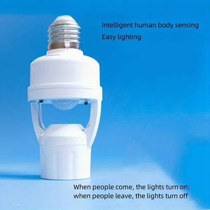 1pc E27 Motion Sensor Light Bulb Holder, Automatic Switch Control, Energy-Saving, Edison Base, 85V-265V, No Battery Needed, Perfect for Home, Office, Garage, Storage Rooms.