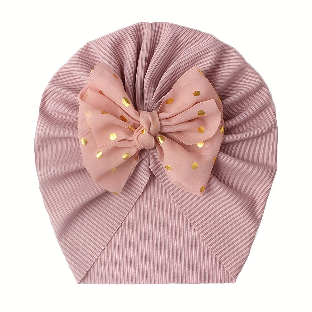 Baby bow headband with threaded thin girl hat