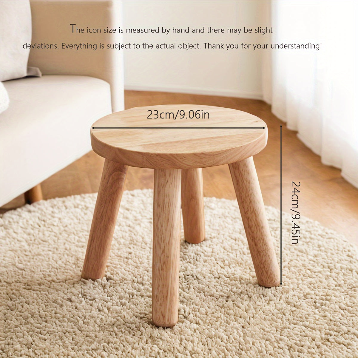 Solid wood round stool ideal for changing shoes at home or office.