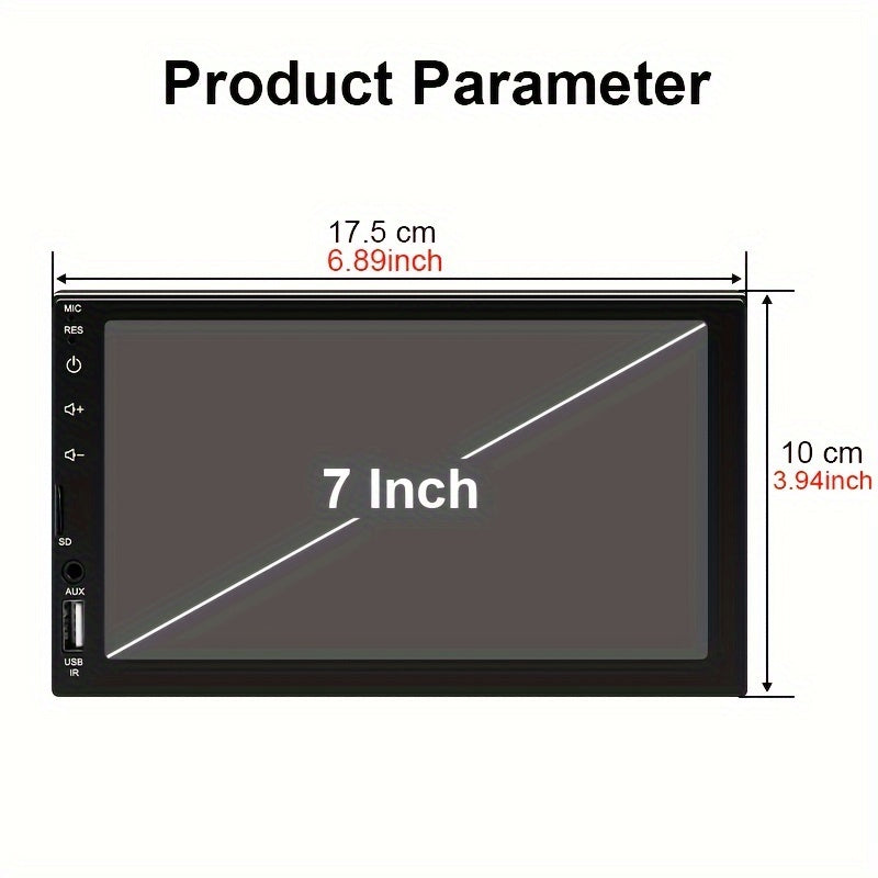 Single DIN Car MP5 Radio Player with 17.78cm HD screen, Radio Box Upper Part Installation Design, MirrorLink, AUX, USB Connections, SD Card Support, Optional Reversing Camera and Steering