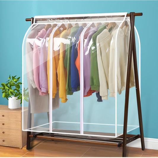 Oversized Transparent Hanging Garment Bag - Perfect for Closet Organization and Storage of Coats, Suits, Dresses and More! Bottom Closed Clothing Cover to Protect Your Wardrobe. Frame Not Included.