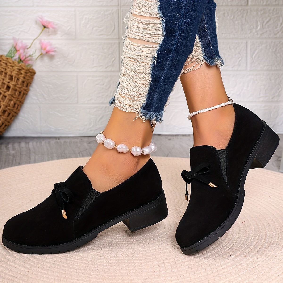 Bowknot Flat Slip-On Shoes for Women