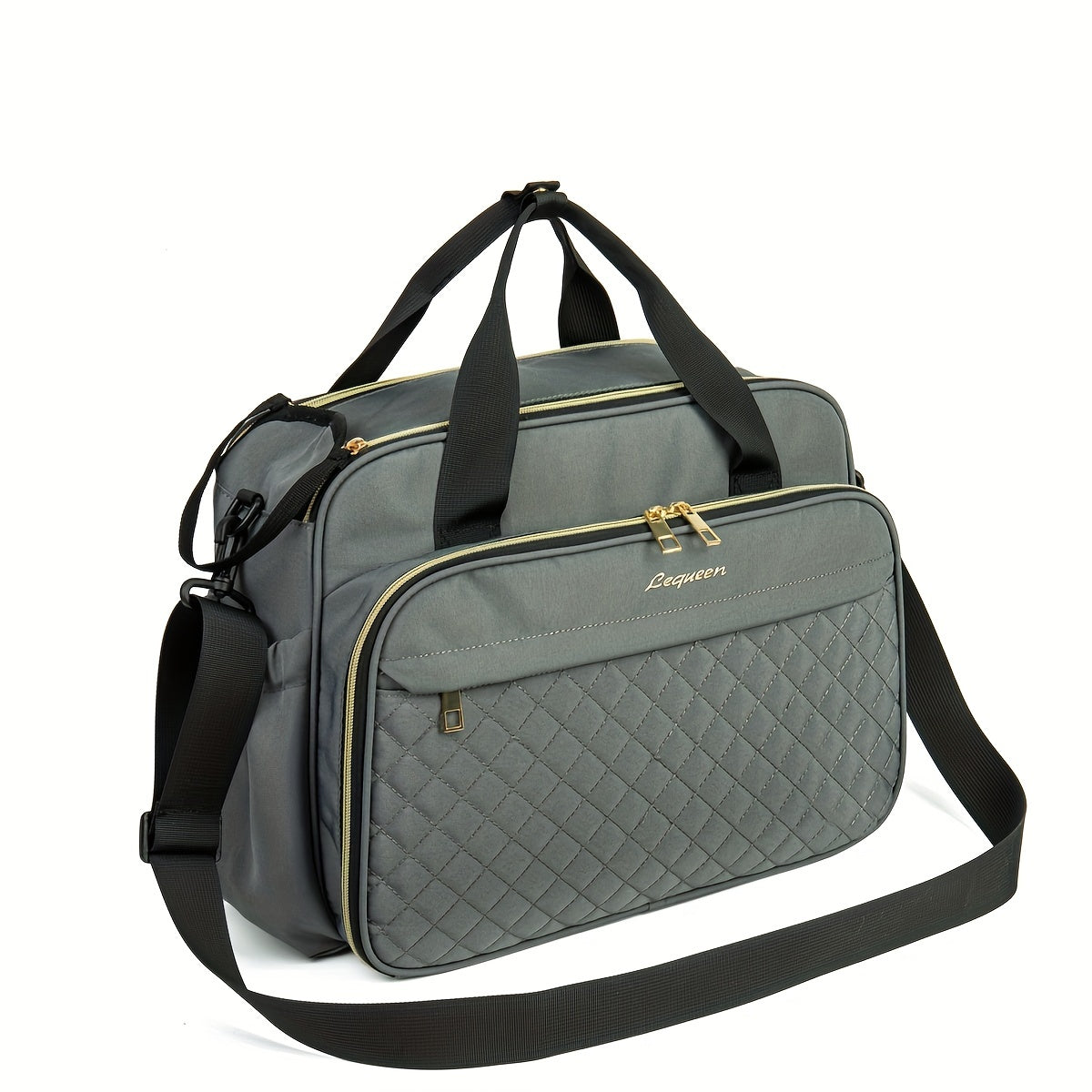 Spacious LEQUEEN Diaper Bag: Waterproof, Multi-Compartment Mommy Tote with Crossbody Strap for Travel and Storage