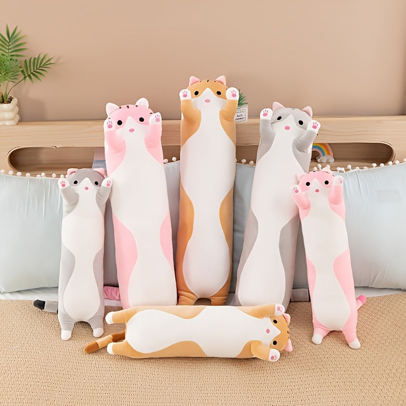 50/70cm cat-shaped pillow, contemporary style plush toy, home decor, gift cartoon plush, hypoallergenic polyester, machine washable, medium firmness, whole body support, portable, 100-120 gsm fabric weight.